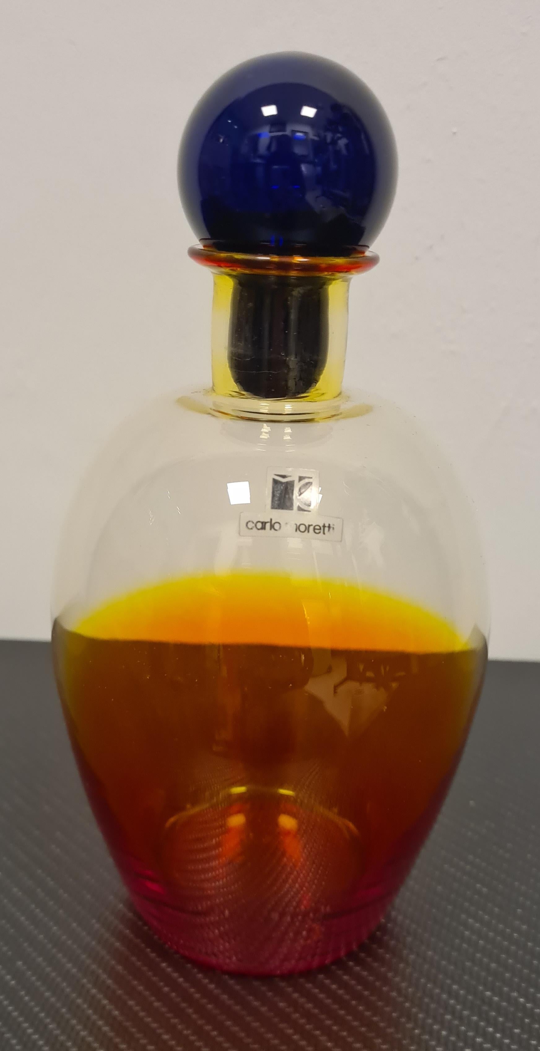 Blown glass bottle by Carlo Moretti In Excellent Condition For Sale In Torino, IT
