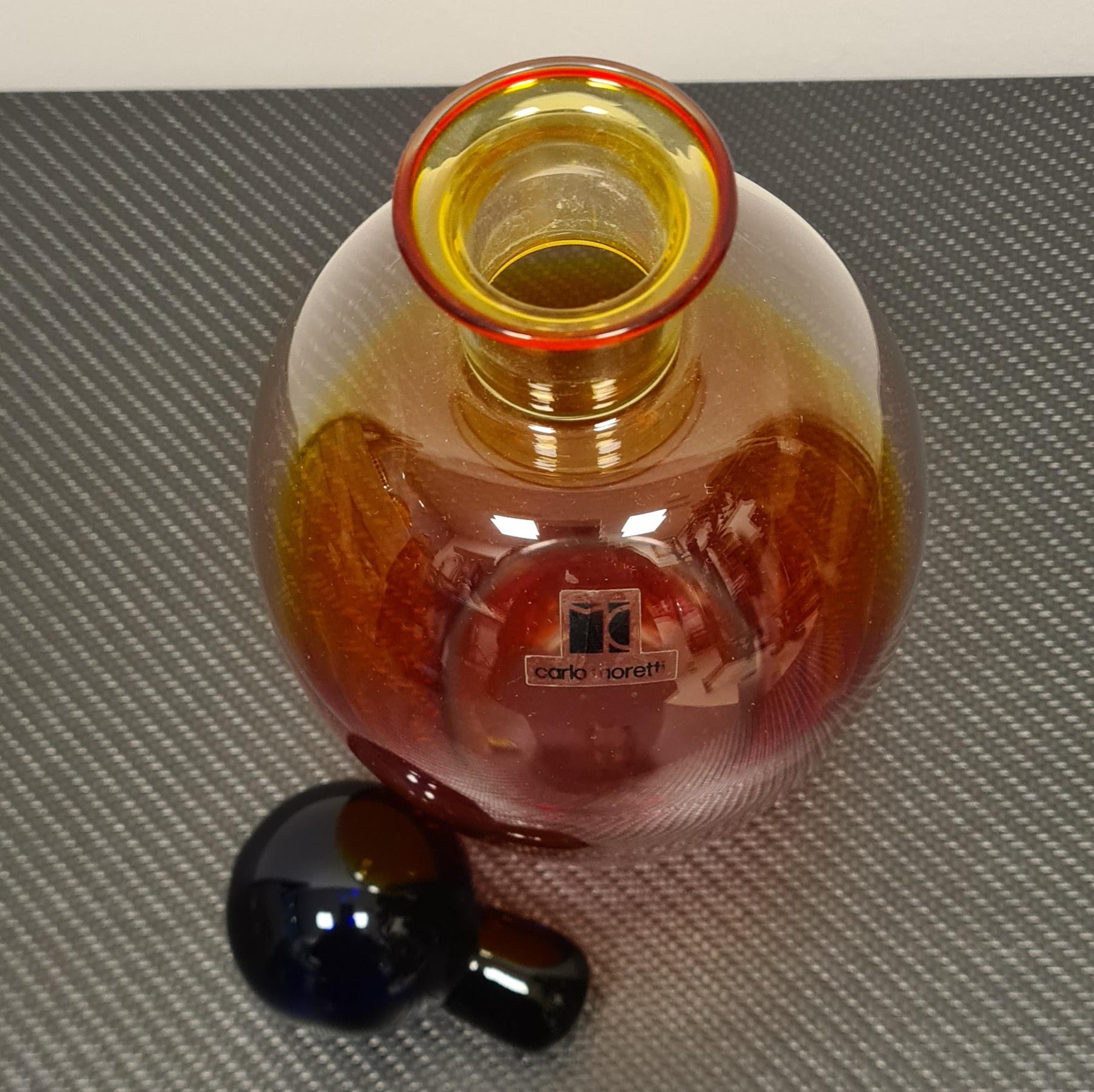 Flasche aus geblasenem Glas von Carlo Moretti im Angebot 1