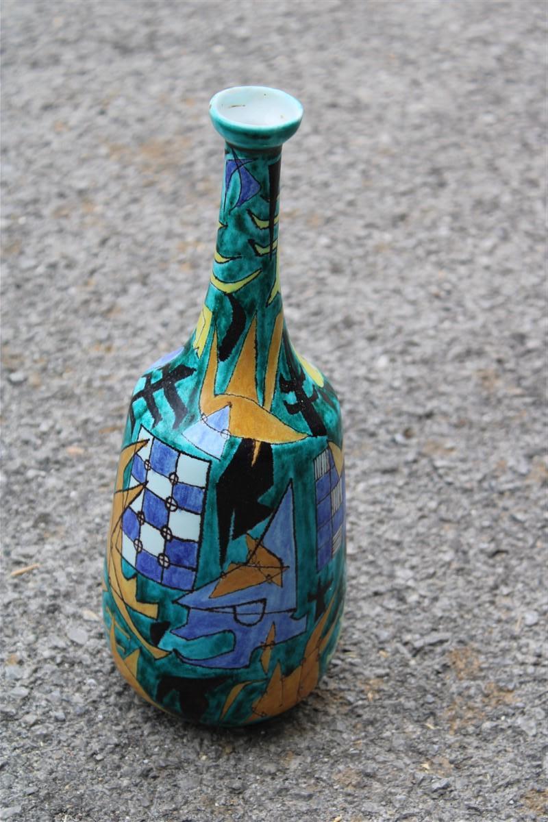 Mid-Century Modern Bottle Ceramic Castelli Futuristic 1961 Multicolor Italian Design Di Simone For Sale