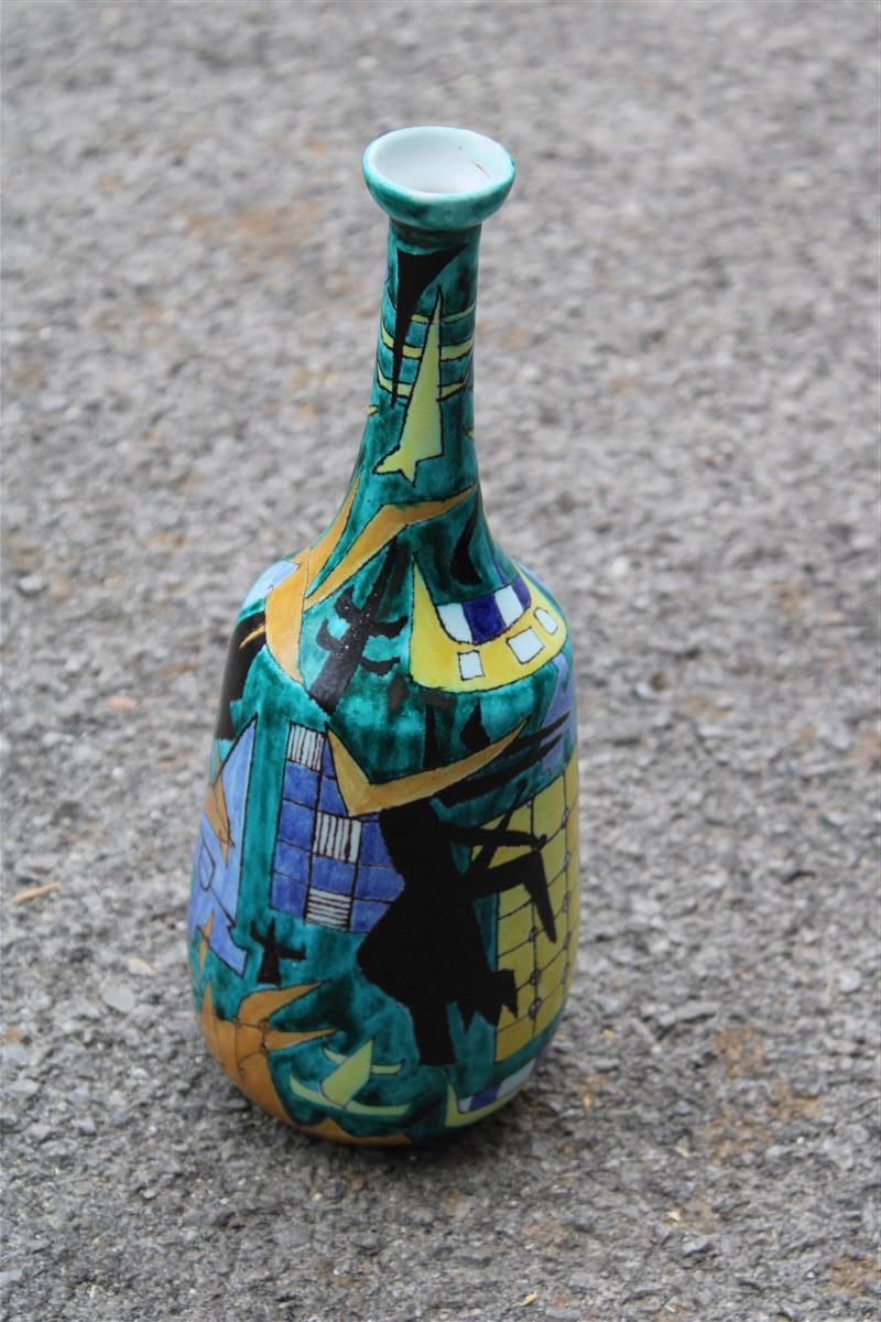 Bottle Ceramic Castelli Futuristic 1961 Multicolor Italian Design Di Simone In Good Condition For Sale In Palermo, Sicily