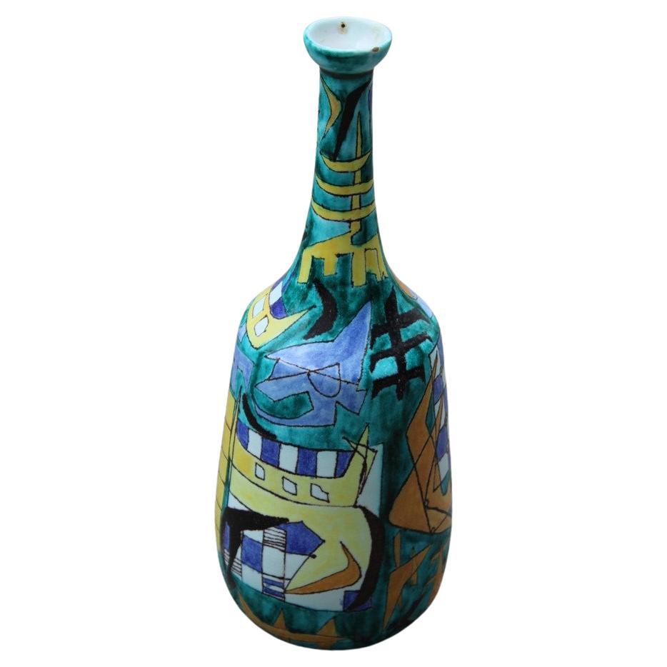 Bottle Ceramic Castelli Futuristic 1961 Multicolor Italian Design Di Simone