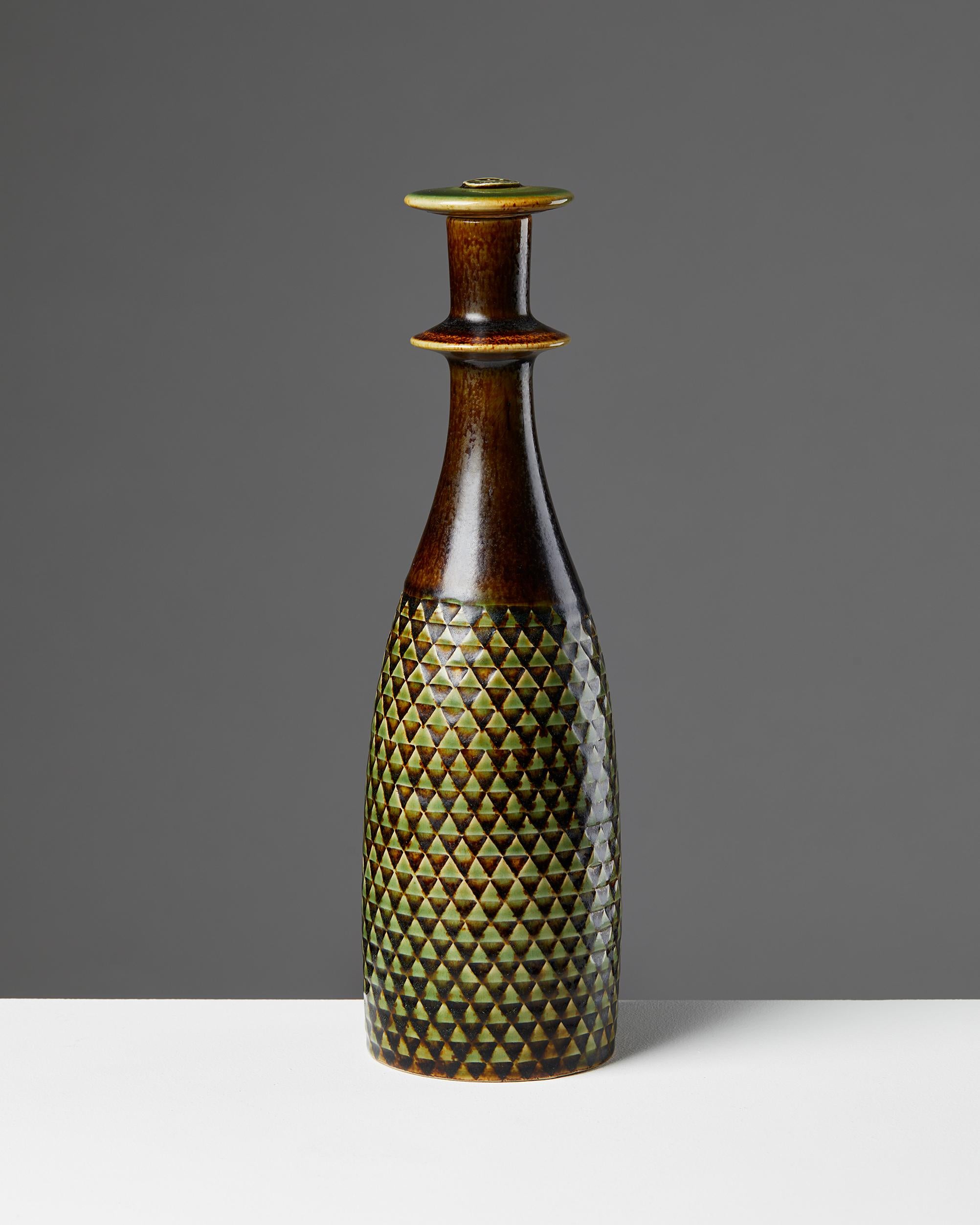 Mid-Century Modern Bottle Designed by Stig Lindberg for Gustavsbergs, Sweden, 1950s