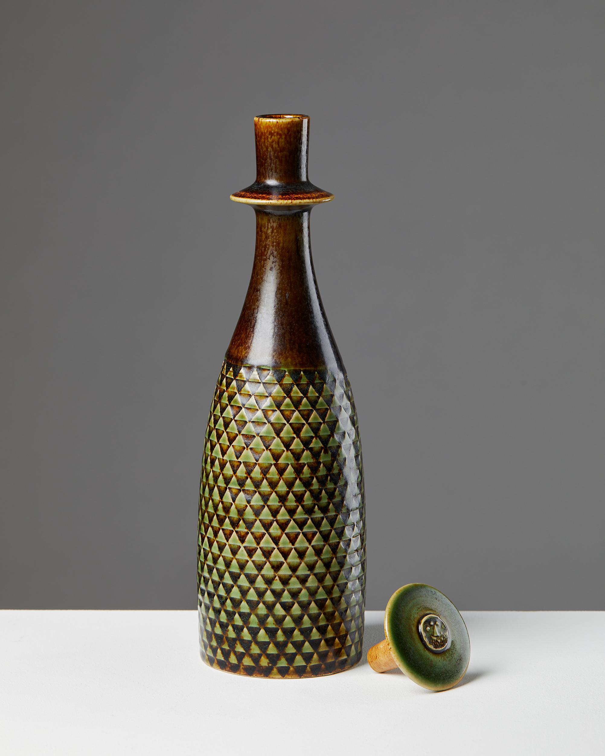 Bottle Designed by Stig Lindberg for Gustavsbergs, Sweden, 1950s In Good Condition In Stockholm, SE