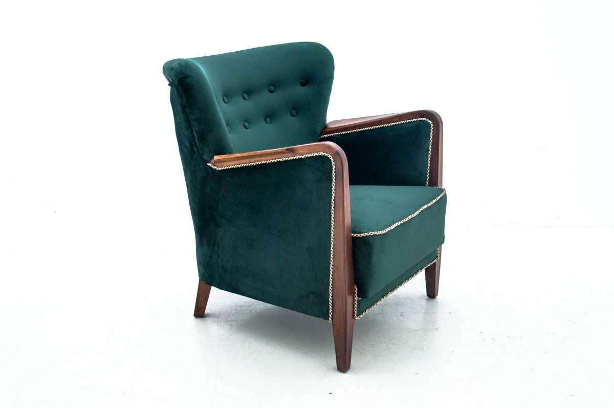 Bottle Green Armchair, Scandinavia, circa 1950 at 1stDibs