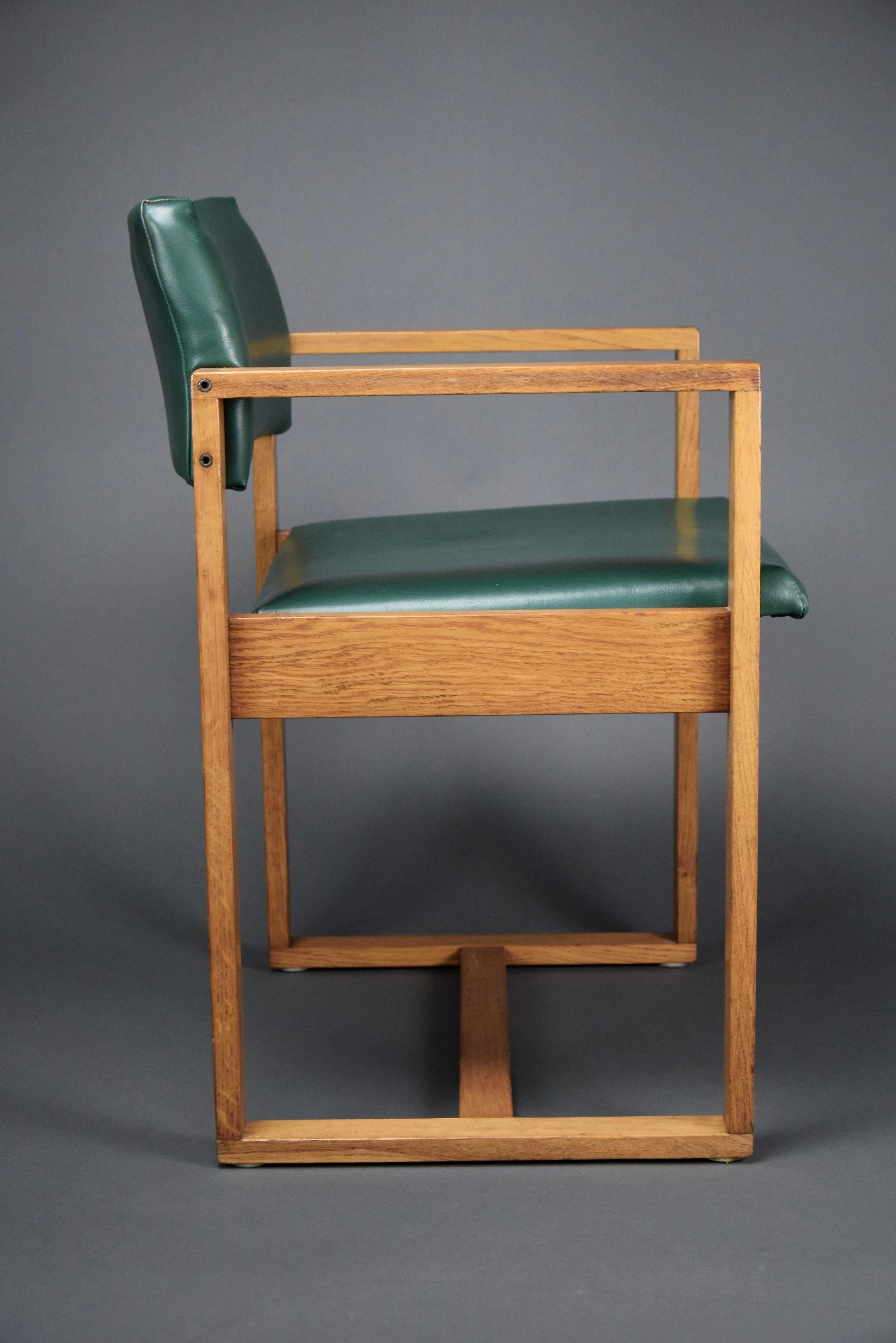 Bottle Green Mid-Century Modern Arm Office Chair For Sale 11