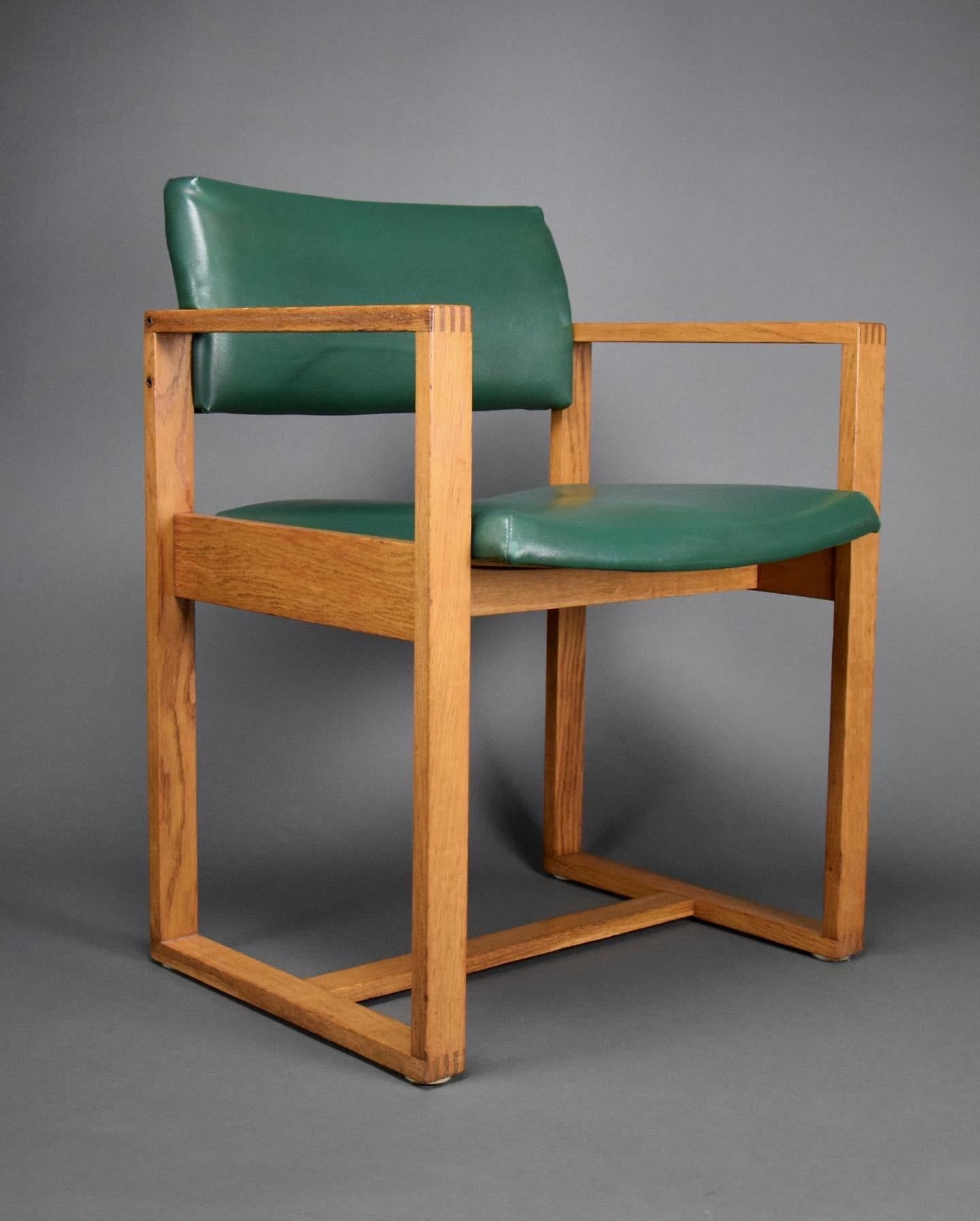 Bottle Green Mid-Century Modern Arm Office Chair In Good Condition For Sale In Weesp, NL