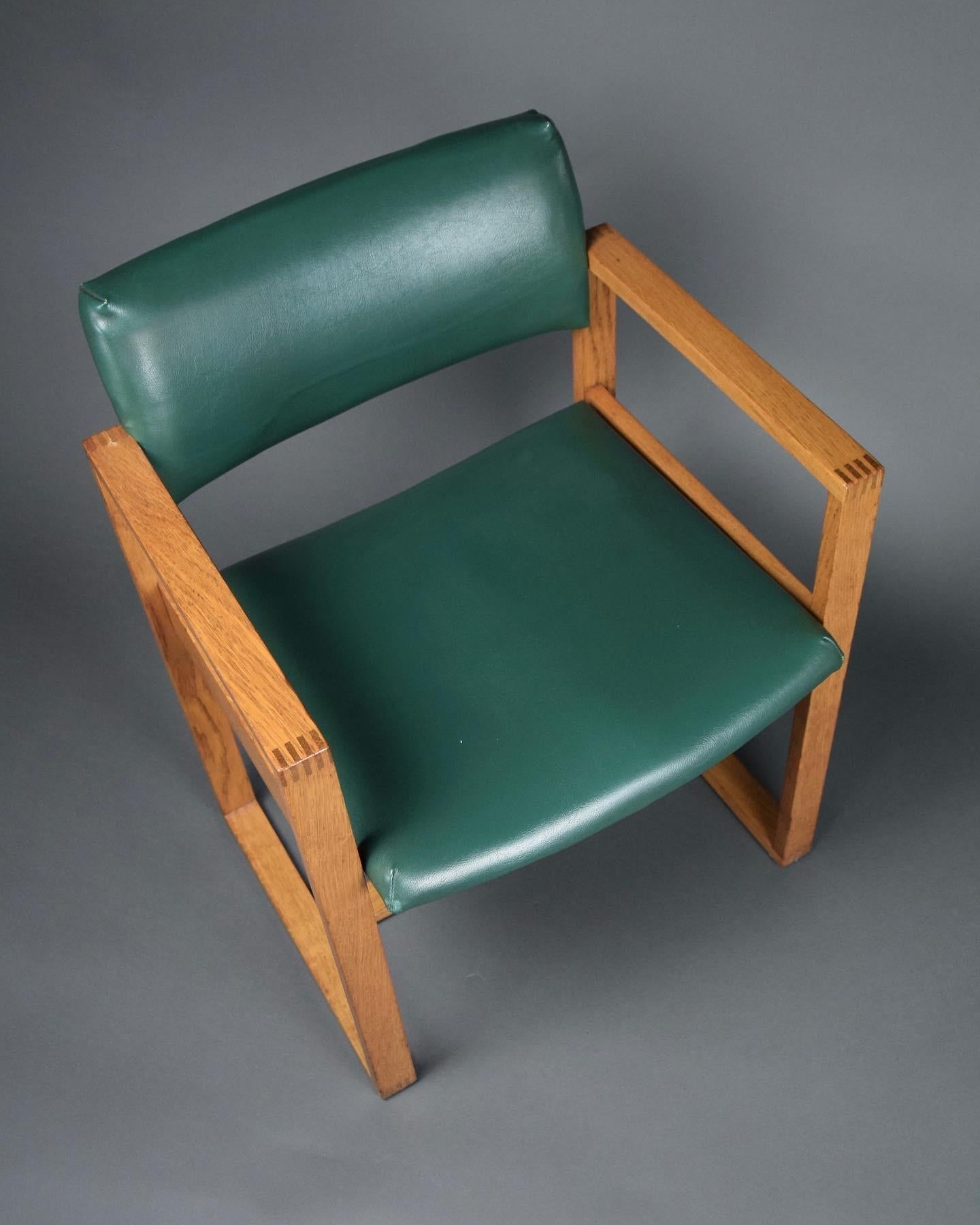 Mid-20th Century Bottle Green Mid-Century Modern Arm Office Chair For Sale