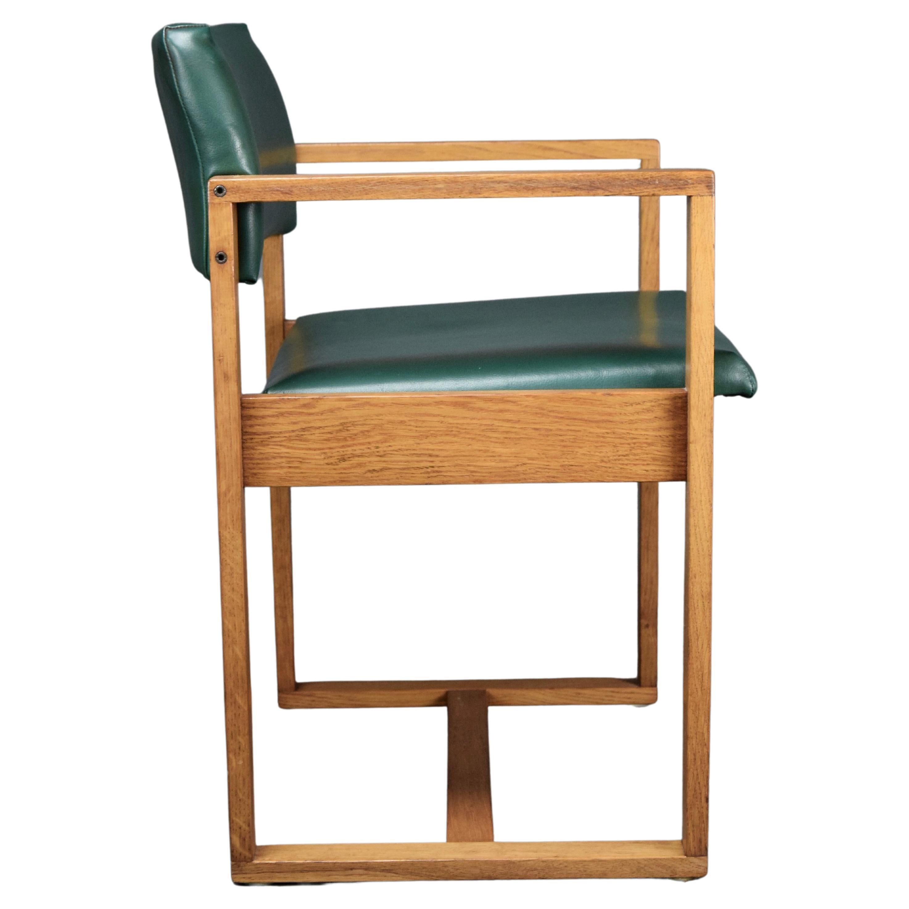 Bottle Green Mid-Century Modern Arm Office Chair For Sale