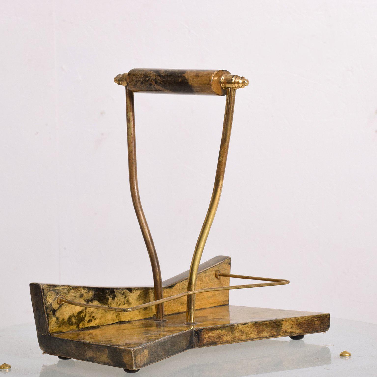 Mid-20th Century Bottle Holder in Goatskin and Brass, after Aldo Tura