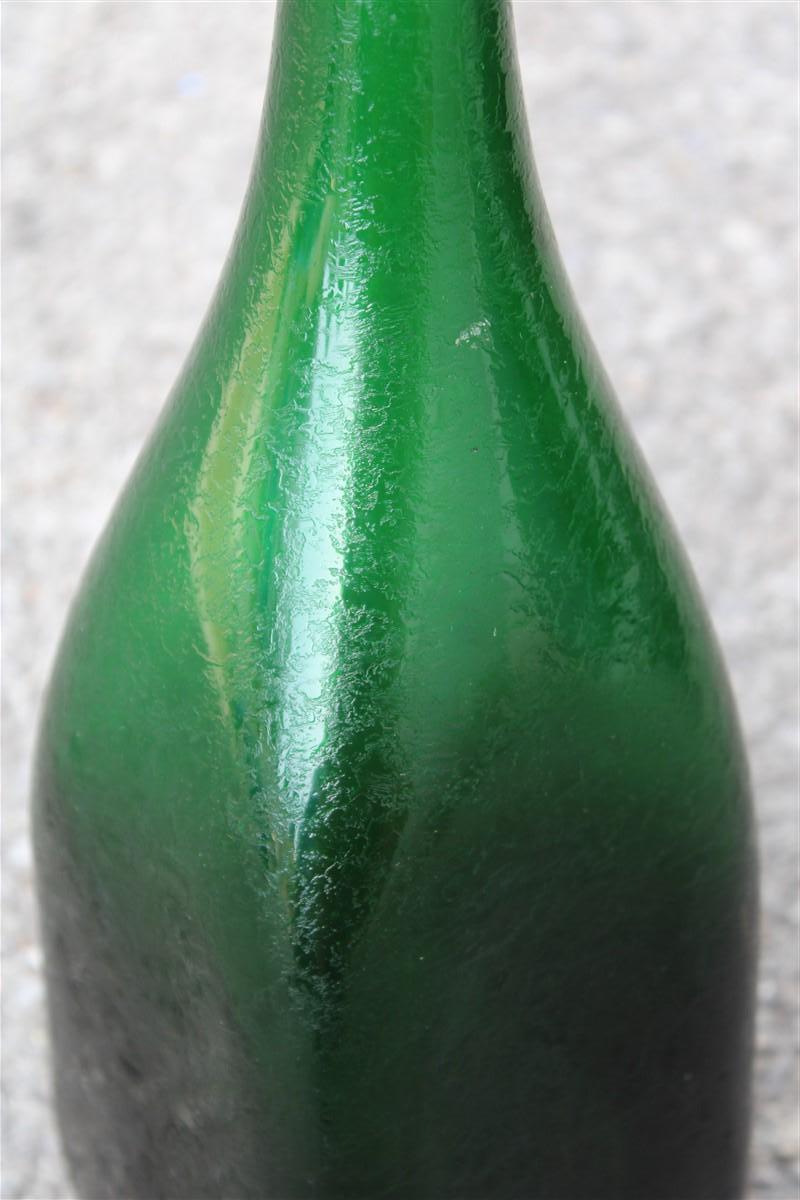 Bottle in Acid-Etched Green Murano Glass Seguso 1960s Flavio Poli In Excellent Condition In Palermo, Sicily