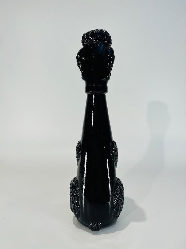 French Bottle in black glass french circa 1950 Poodle Dog For Sale