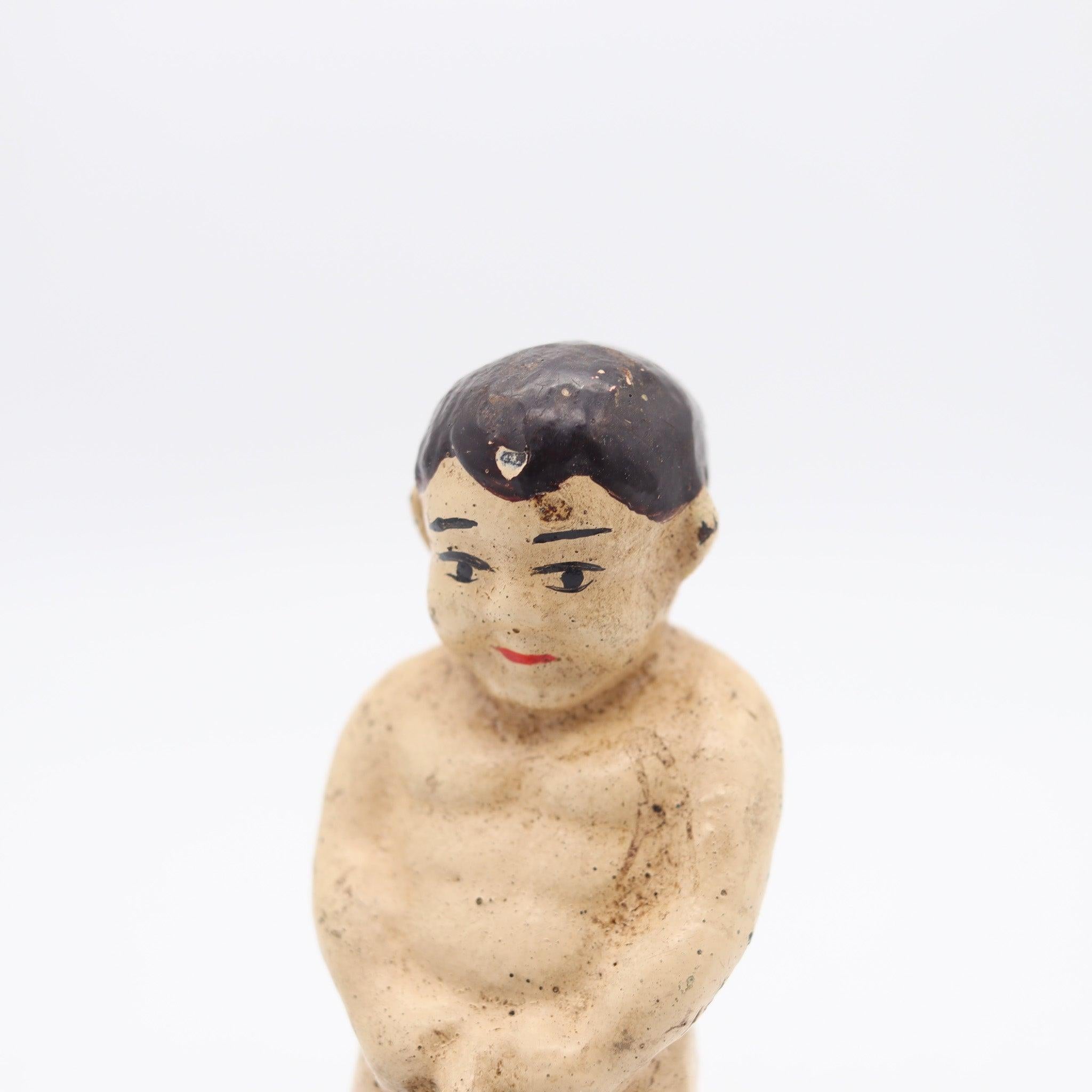 BOTTLE OPENER 1910 Antique Figurative Painted Bottle Opener In Solid Cast Iron In Excellent Condition For Sale In Miami, FL