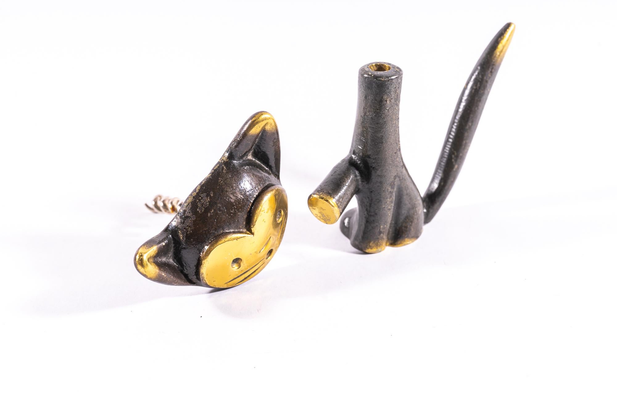 Blackened Bottle Opener in a Shape of a Cat by Walter Bosse Arouns 1950s For Sale