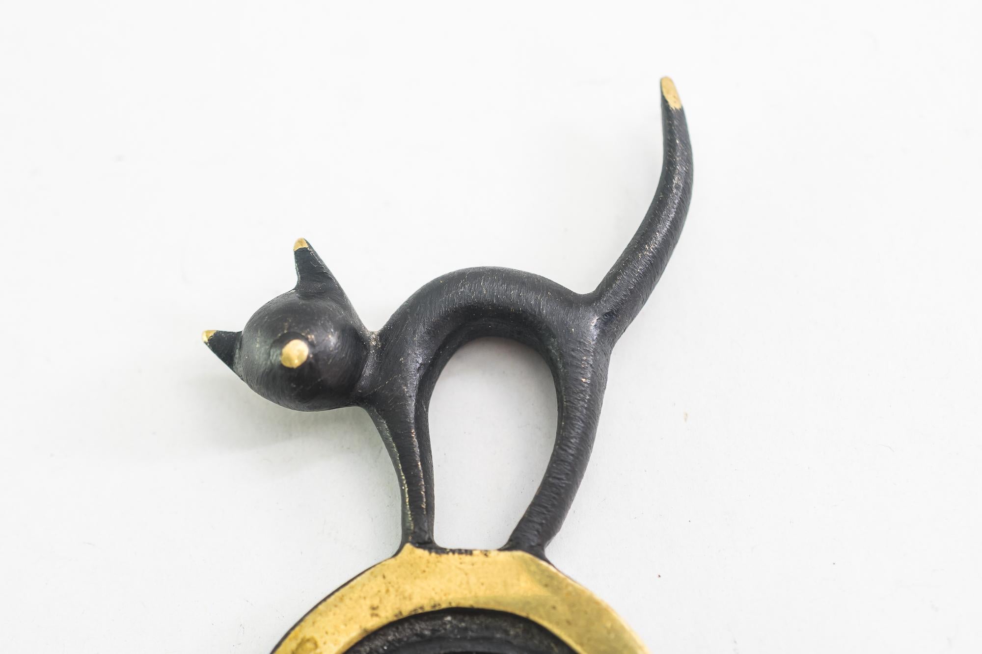 Blackened Bottle Opener Shows a Cat by Walter Bosse, circa 1950s