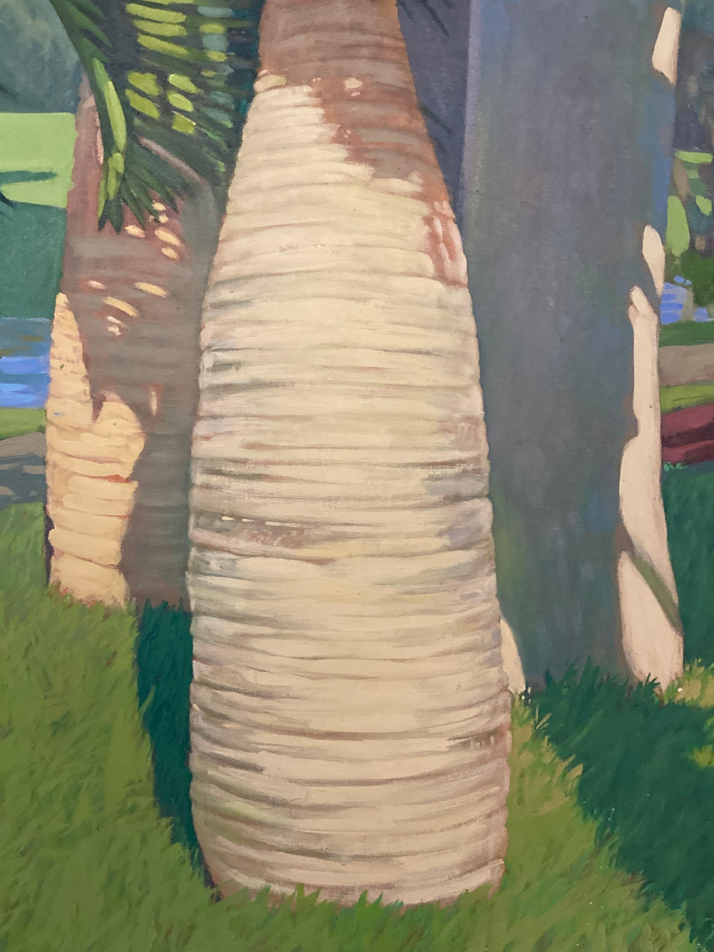 American Bottle Palms, Oasis, Oil on Canvas, Richard 'Dick' Obenchain, 1979