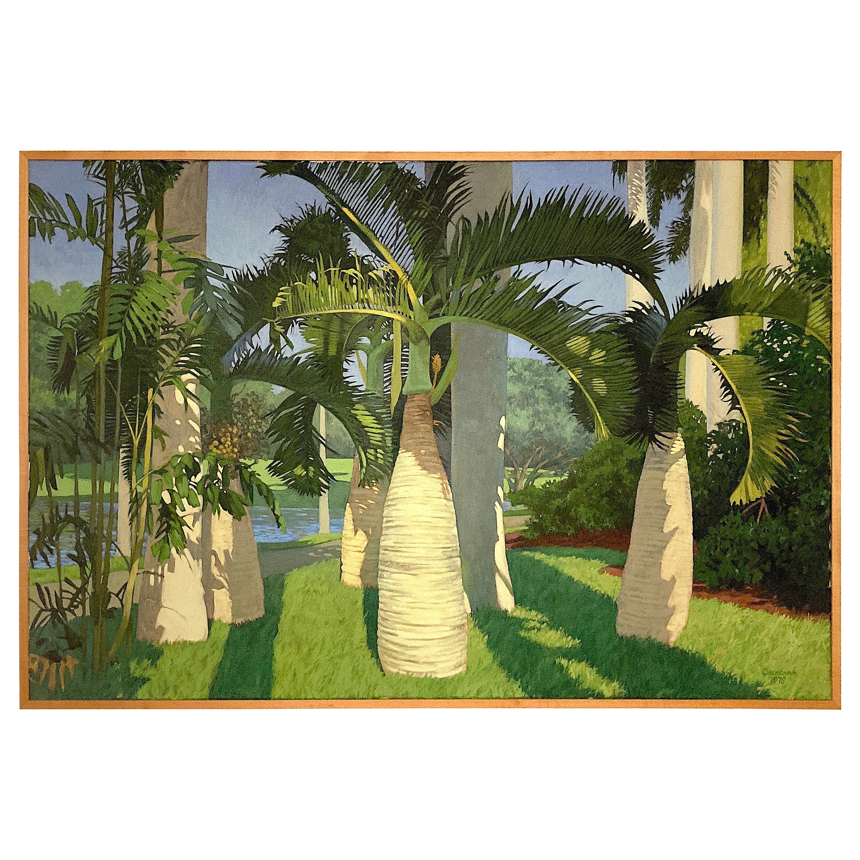 Bottle Palms, Oasis, Oil on Canvas, Richard 'Dick' Obenchain, 1979