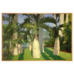 Used Bottle Palms, Oasis, Oil on Canvas, Richard 'Dick' Obenchain, 1979