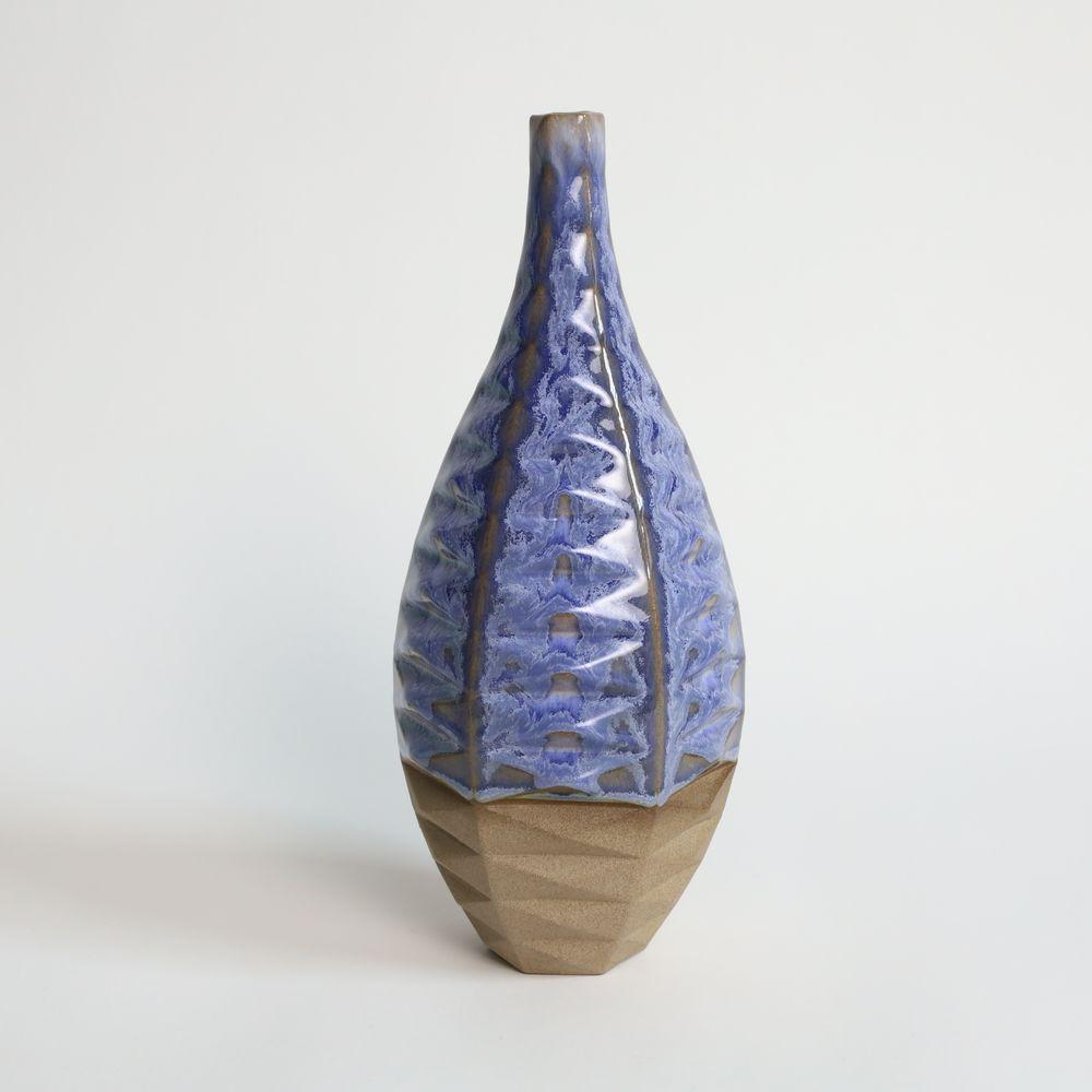 Bottle Patterned Vessel in Coral Blue In New Condition For Sale In Brooklyn, NY