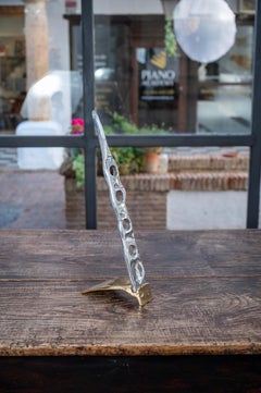 Bottle Rack for 4 Bottles Sand Cast Solid Brass and Aluminium Handmade in Spain