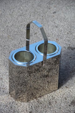 Bottle Rack in 1960 Hexagonal Polished Steel Italian Design Silver