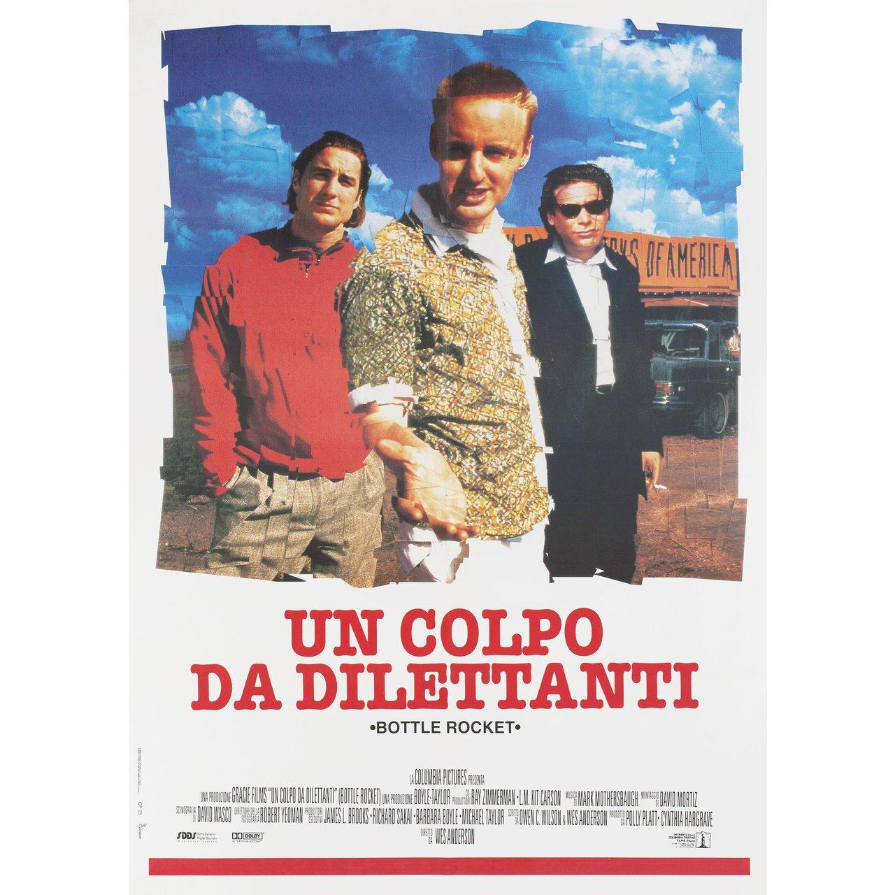 Original 1996 Italian due fogli poster for the film Bottle Rocket directed by Wes Anderson with Luke Wilson / Owen Wilson / Ned Dowd / Shea Fowler. Very Good-Fine condition, rolled. Please note: the size is stated in inches and the actual size can