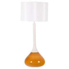 Bottle-shaped lamp in white and opaline lacquered metal. 1970s.