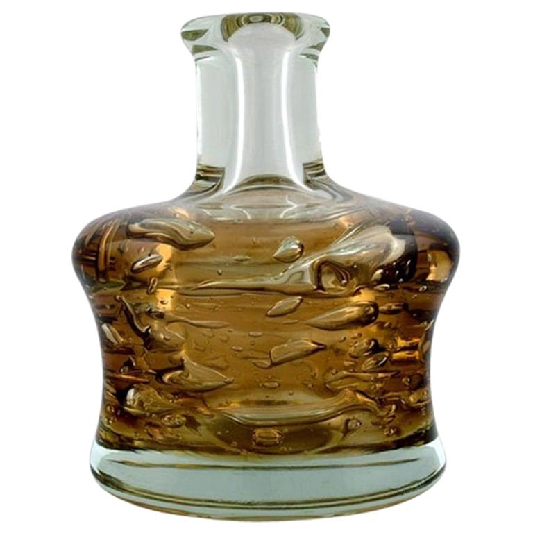 Bottle Shaped Murano Vase in Clear and Smoky Mouth-Blown Art Glass