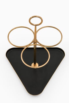 Bottle Stand with Brass Framework Three Circular Holders by Gunnar Ander, 1950s