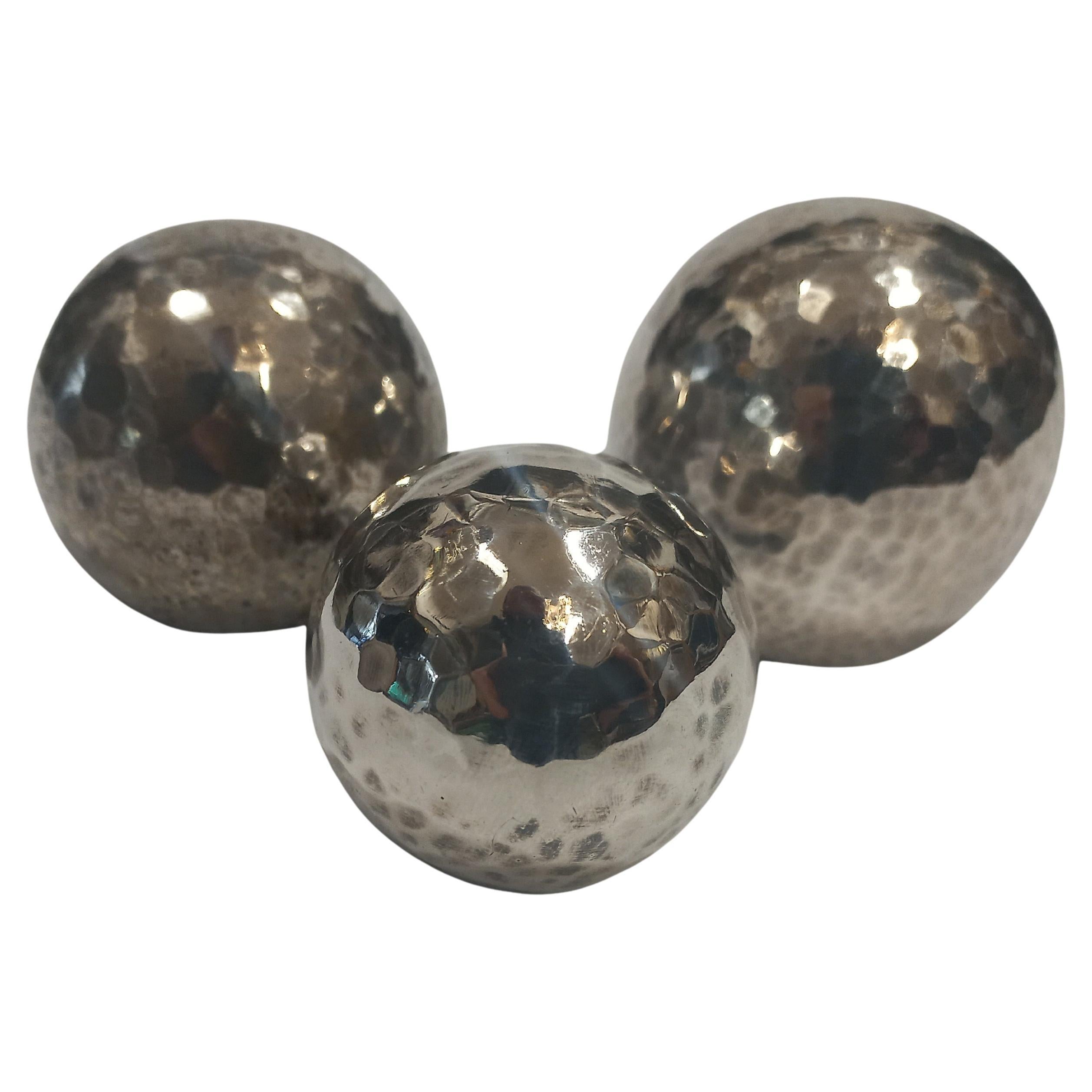 Silver Plate Bottle stoppers with hammered decoration in the style of Josef Hoffmann For Sale