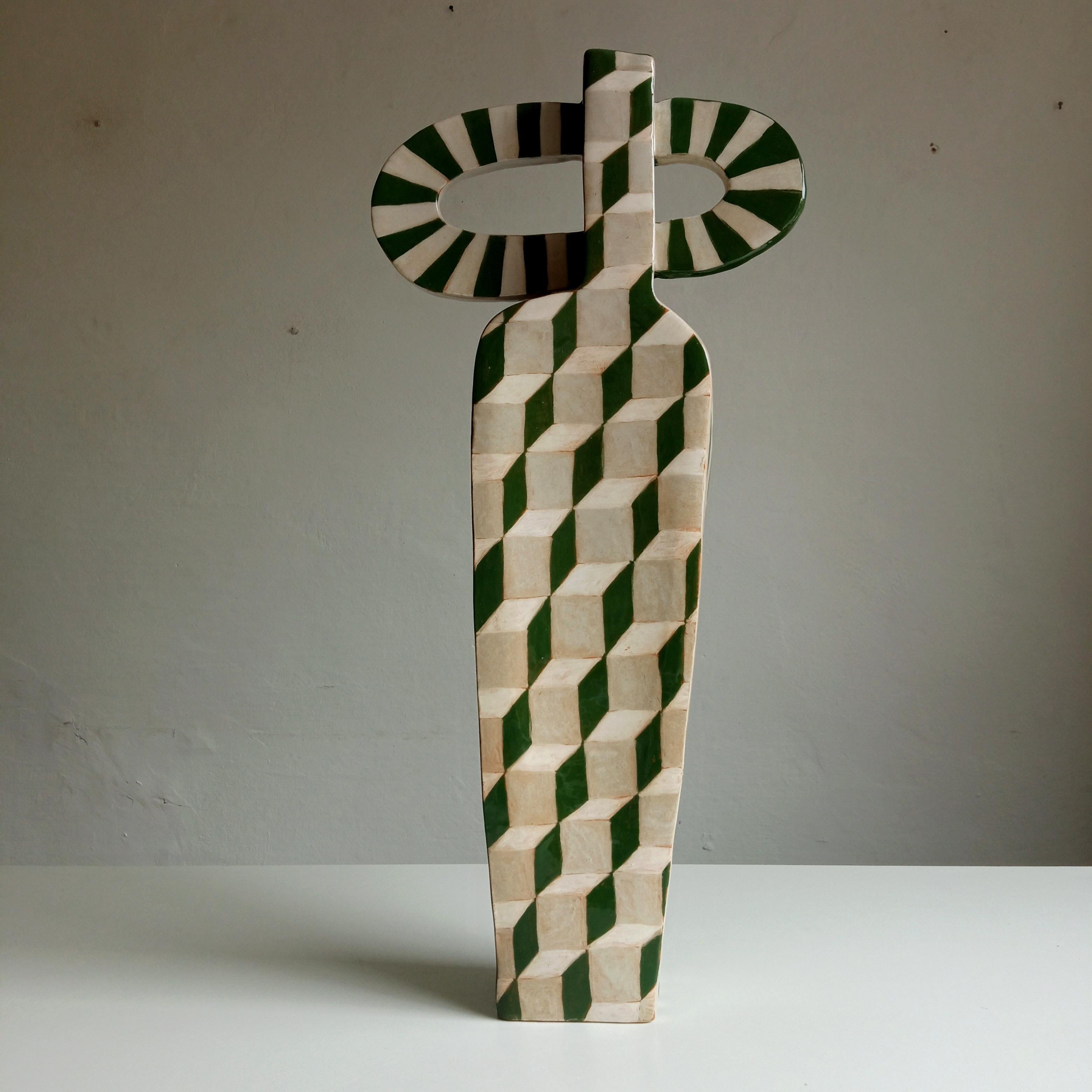 Hand-Painted BOTTLE  - Terracotta- XXI Century - by Chiara Berta Artist For Sale