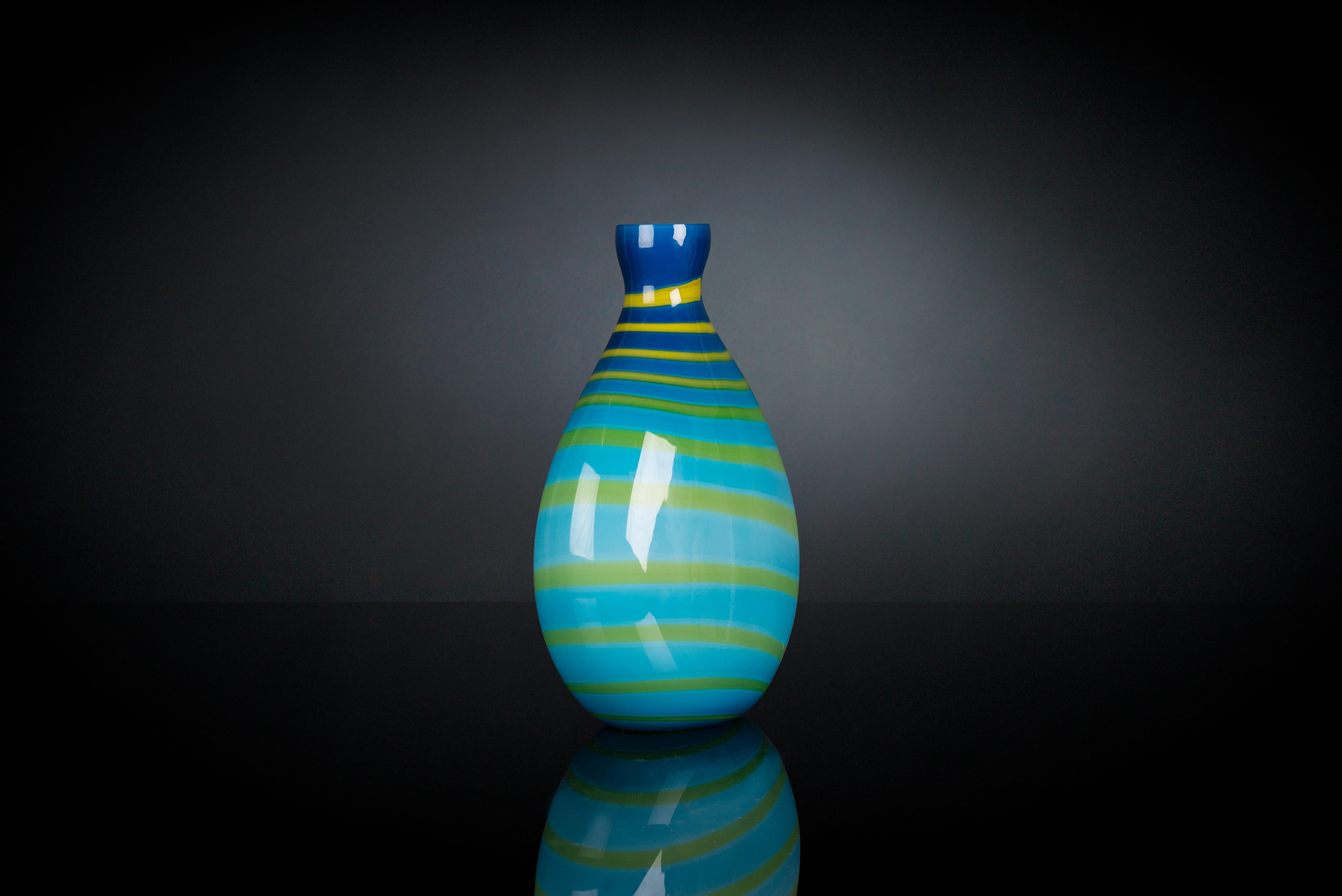 Modern Bottle Under Sea, Turquoise, in Glass, Italy For Sale