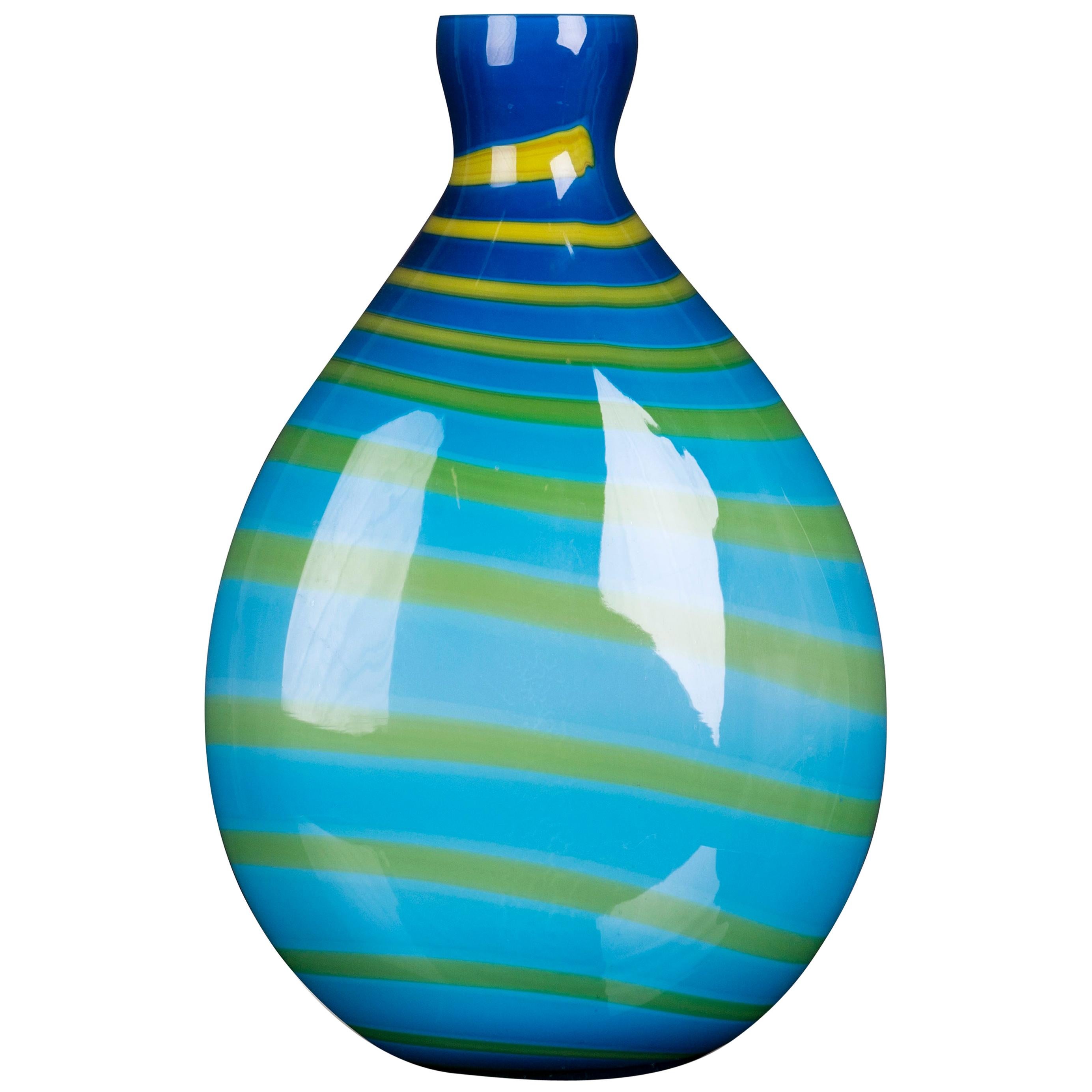 Bottle Under Sea, Turquoise, in Glass, Italy For Sale