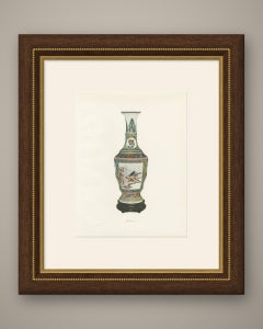 Bottle Vase in Famille Verte Brocade with Landscape Panels, Plate 1911