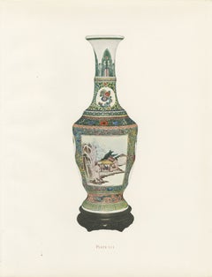 Bottle Vase in Famille Verte Brocade with Landscape Panels, Plate 1911