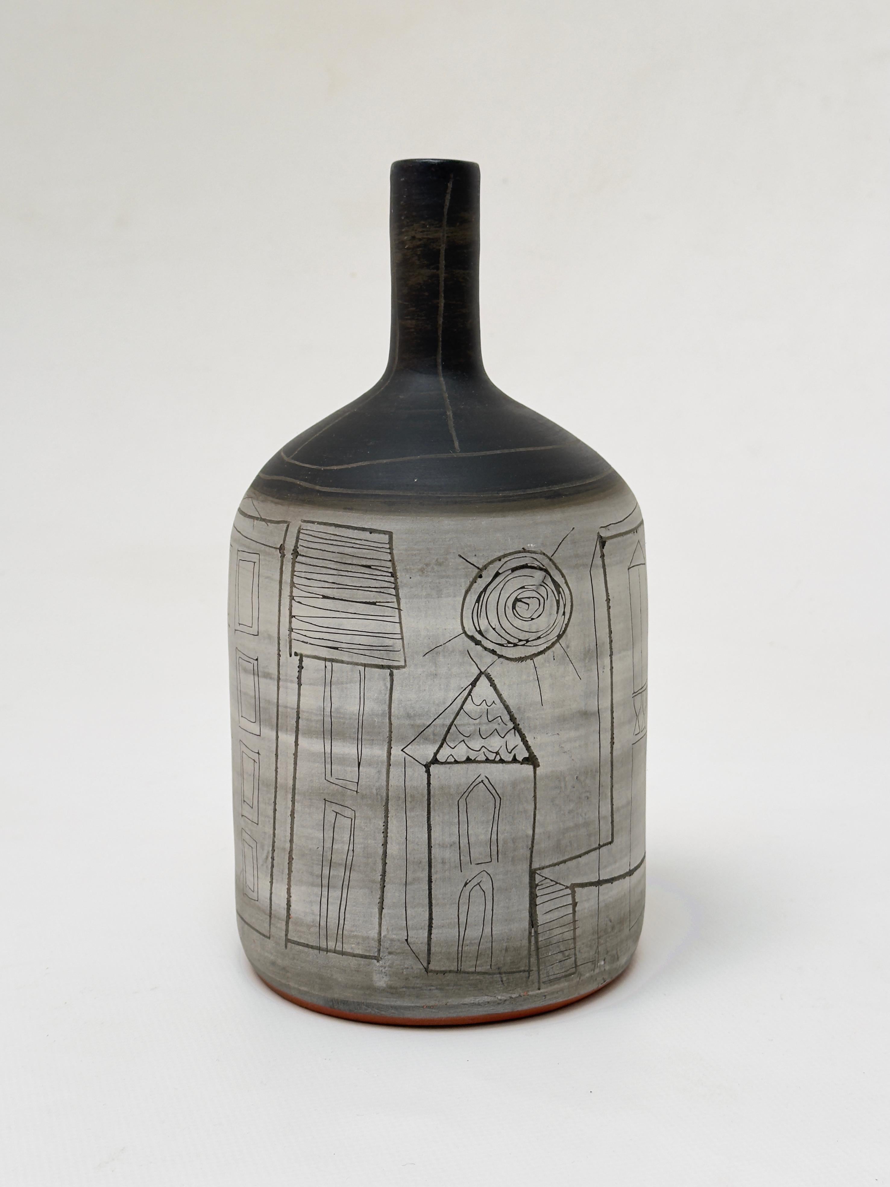 Ceramica Vaso a bottiglia, Jacques Innocenti, Vallauris c.C. 1950 in vendita