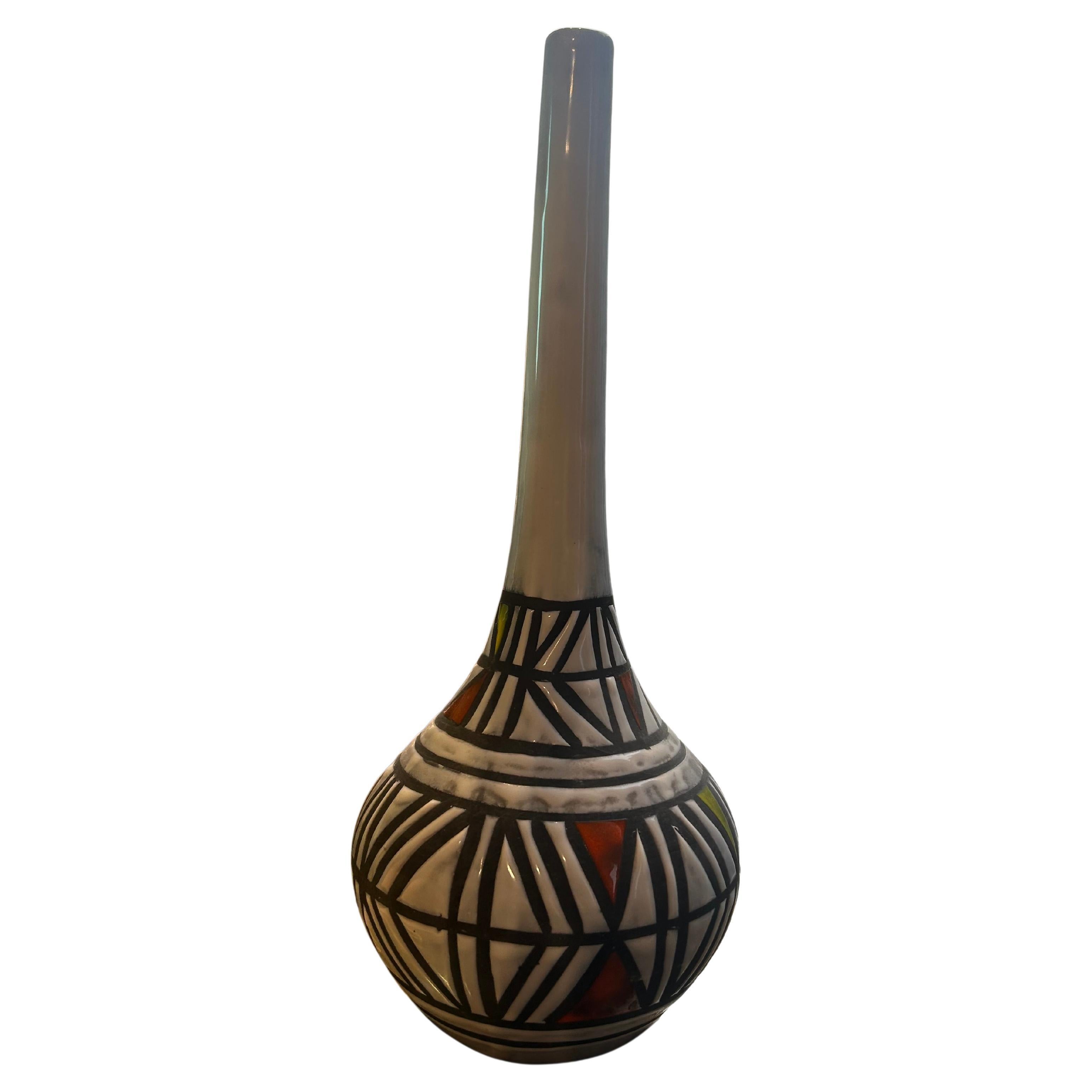 bottle vase with long neck by Roger Capron For Sale