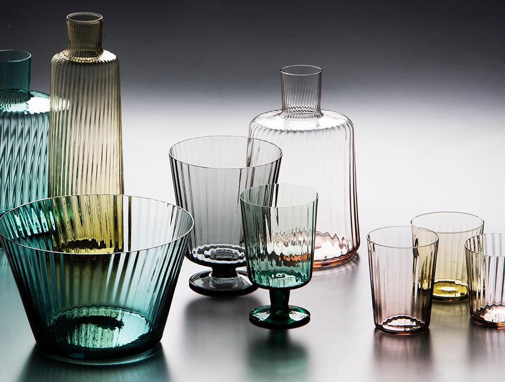 Italian Bottle22, Bottle Glass Handcrafted Muranese Glass, Angora Plissé Mun by Vg