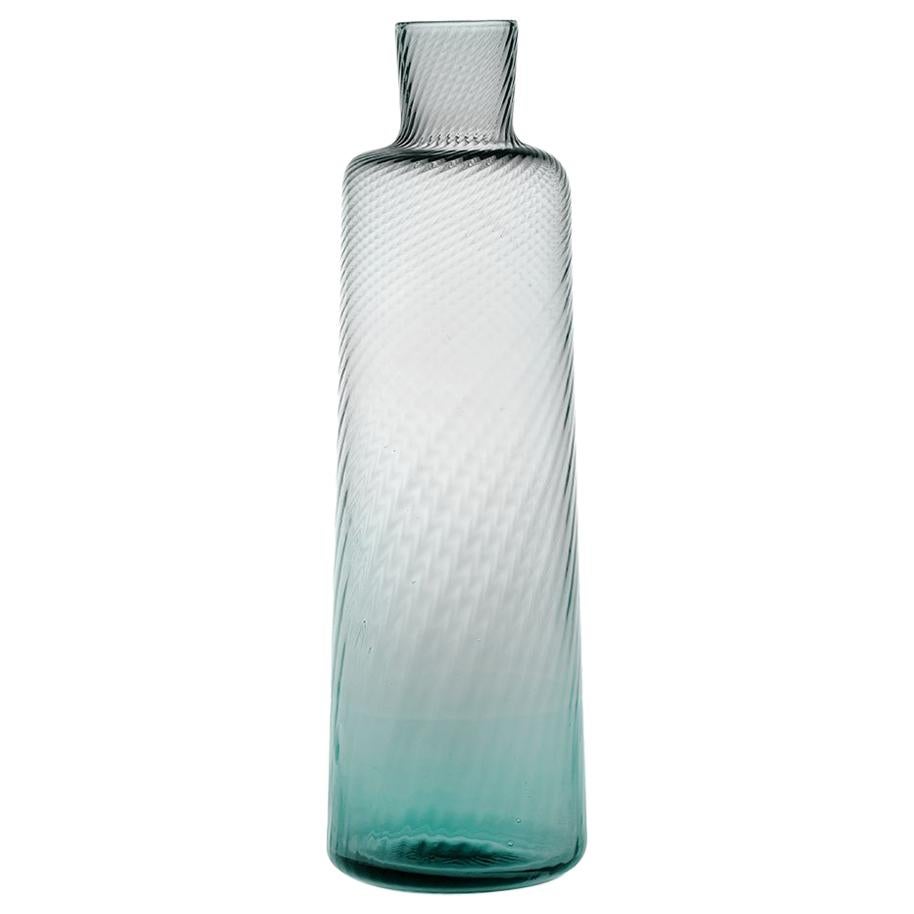 Bottle30, Bottle Glass Handcrafted Muranese Glass, Acquamarine Twisted MUN by VG