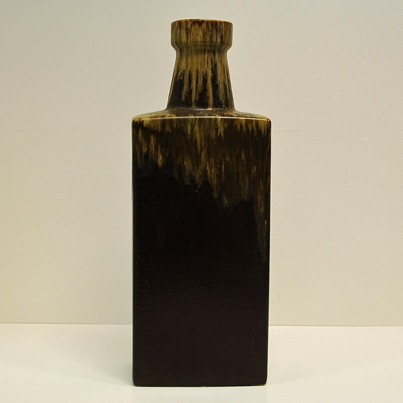 Patinated Bottleshaped Fat Lava Ceramic Vase 49 cmH by Scheurich- W. Germany 1970s