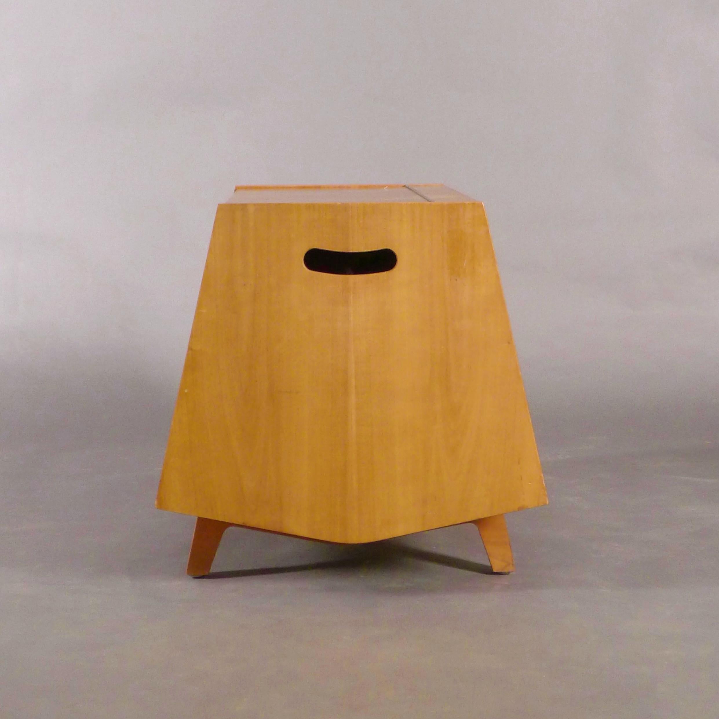 Mid-Century Modern Bottleship, designed by Ernest Race for Isokon London, circa 1963, in cherry ply