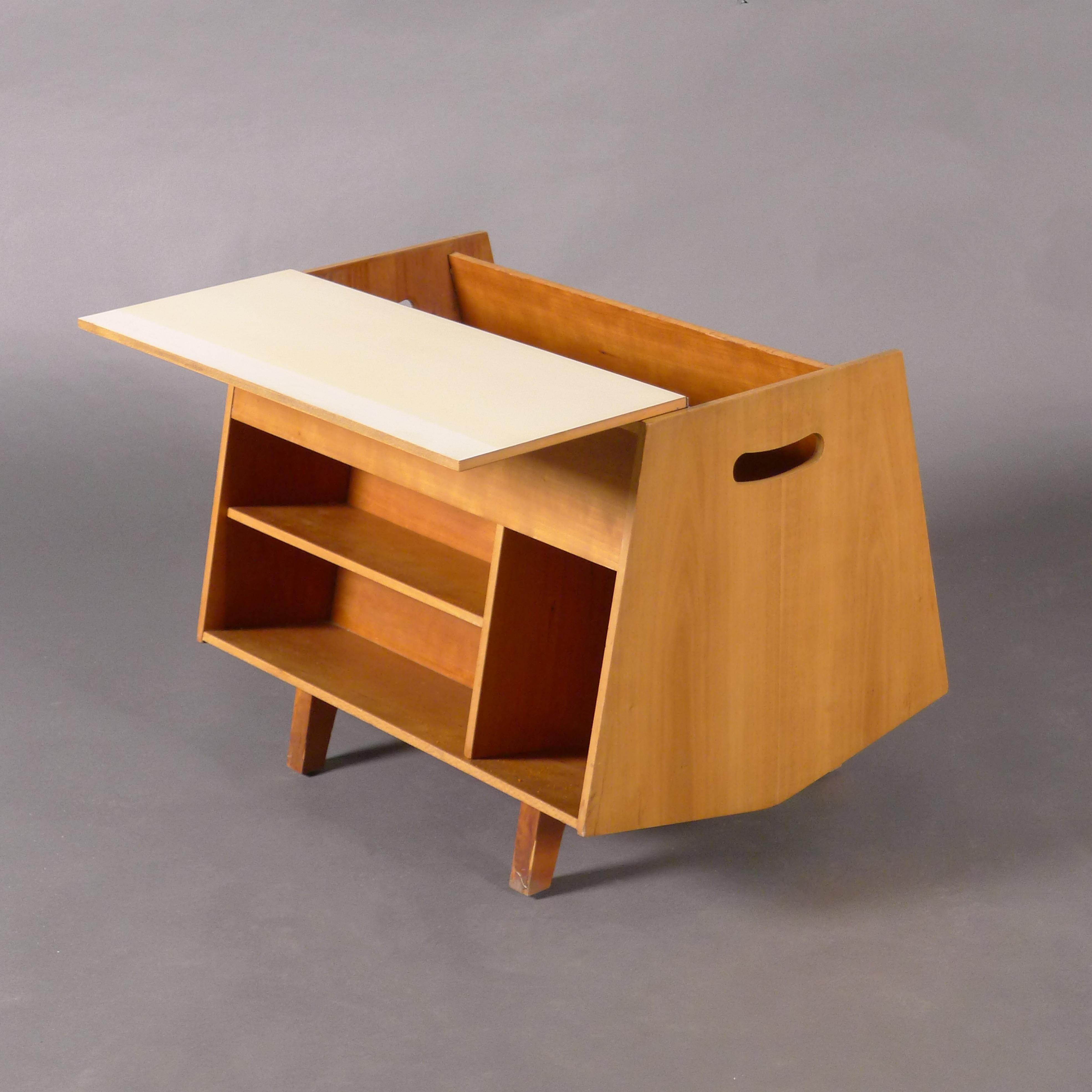 Cherry Bottleship, designed by Ernest Race for Isokon London, circa 1963, in cherry ply
