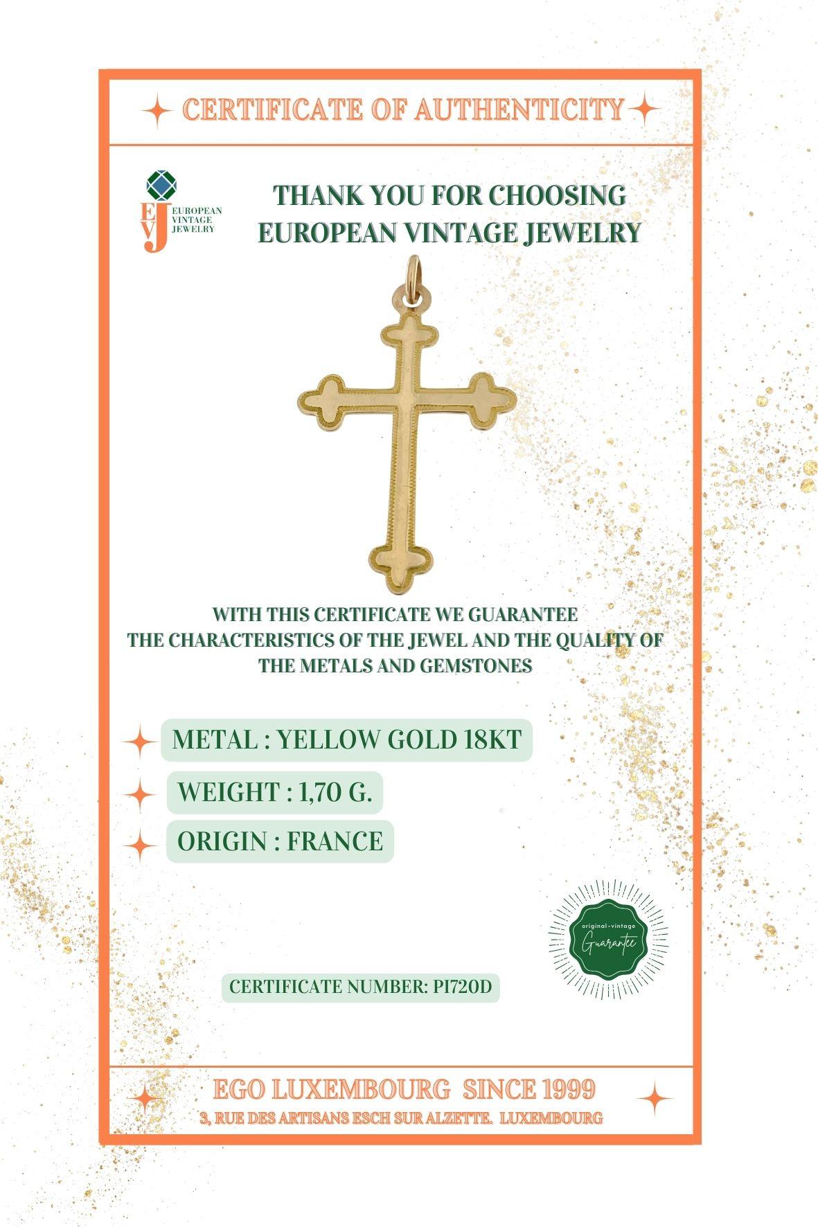Bottony Cross 18 karat Yellow Gold  In Good Condition For Sale In Esch-Sur-Alzette, LU