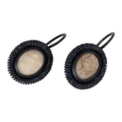 BOTTTEGA VENETA black 2011 OXIDISED STERLING SILVER CAMEO Earrings