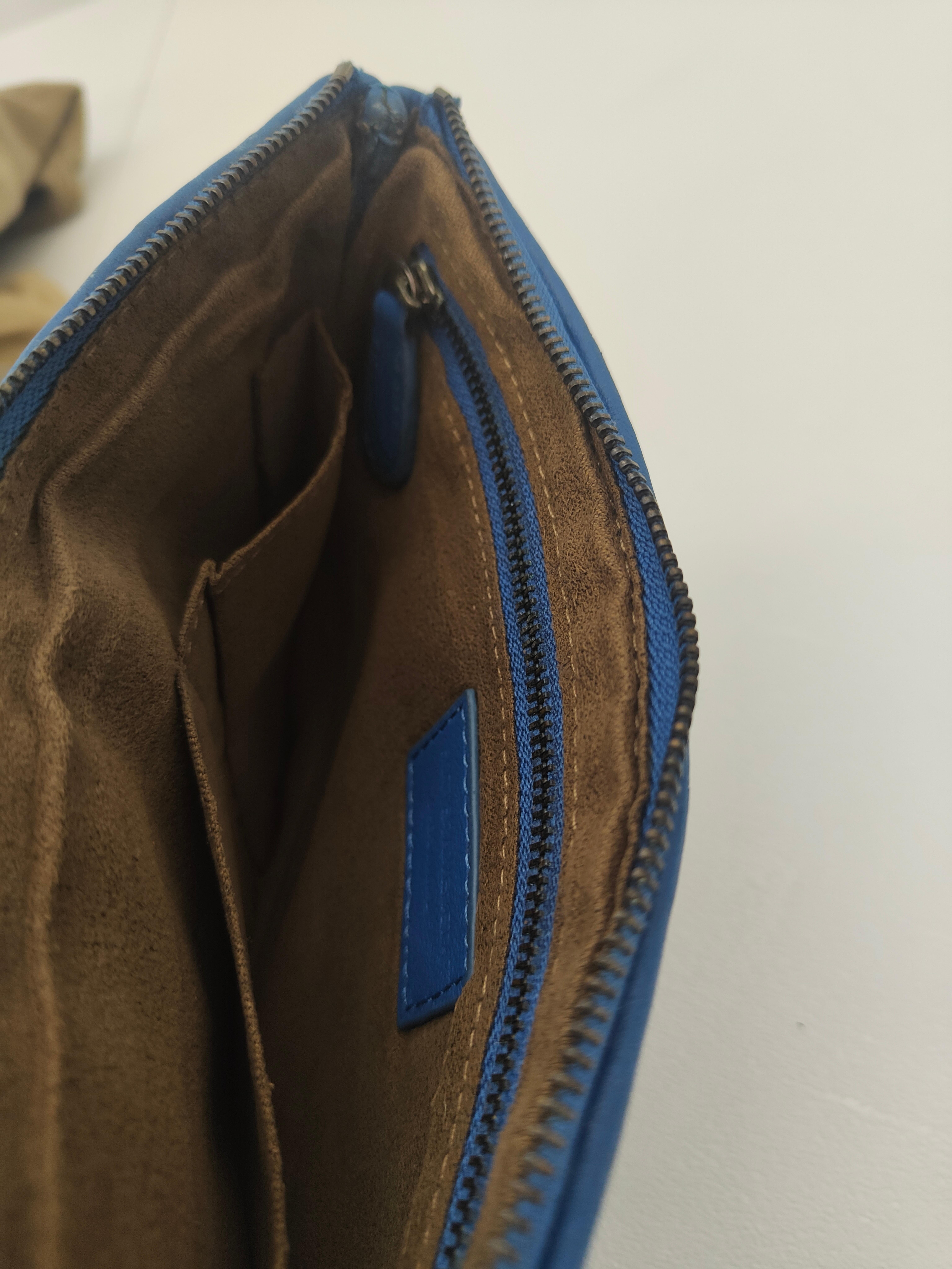 Botttega Veneta blue leather clutch wallet 1