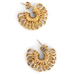 BOTTTEGA VENETA gold-plated sterling silver DISK MULTI RING HOOP Earrings
