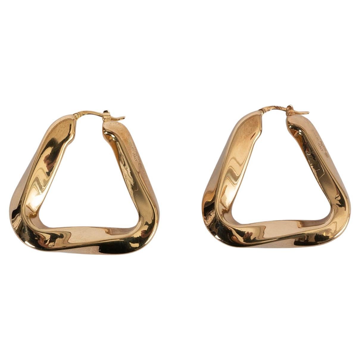 BOTTTEGA VENETA gold-plated sterling silver ESSENTIALS TRIANGLE HOOP Earrings For Sale