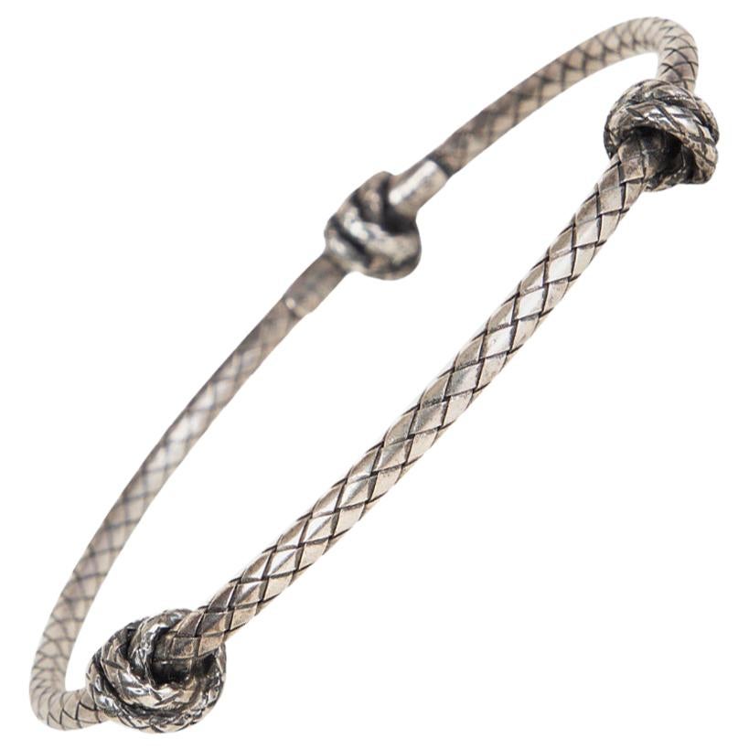 BOTTTEGA VENETA oxidized sterling silver INTRECCIATO KNOT Bangle Bracelet