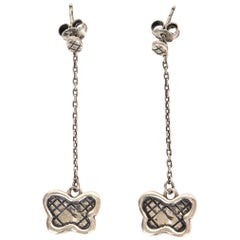 BOTTTEGA VENETA sterling silver BUTTERFLY Chain Pendant Earrings