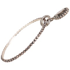 BOTTTEGA VENETA sterling silver INTRECCIATO FLORAL CHARM Bangle Bracelet
