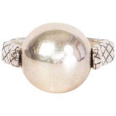 BOTTTEGA VENETA sterling silver INTRECCIATO SPINNING BALL RING 7